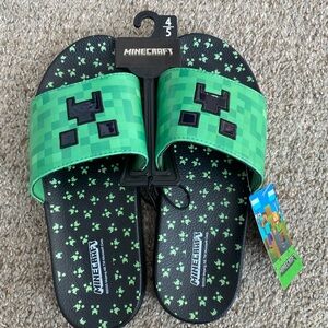 Minecraft Kids Green Slide Sandals
